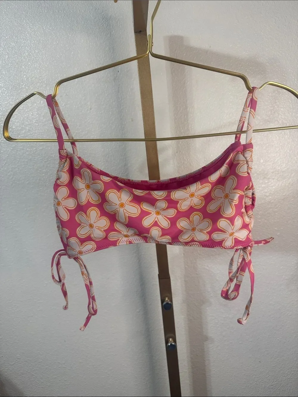 LA Hearts- Pink Floral Tie-Side Bikini set- size Small/XS